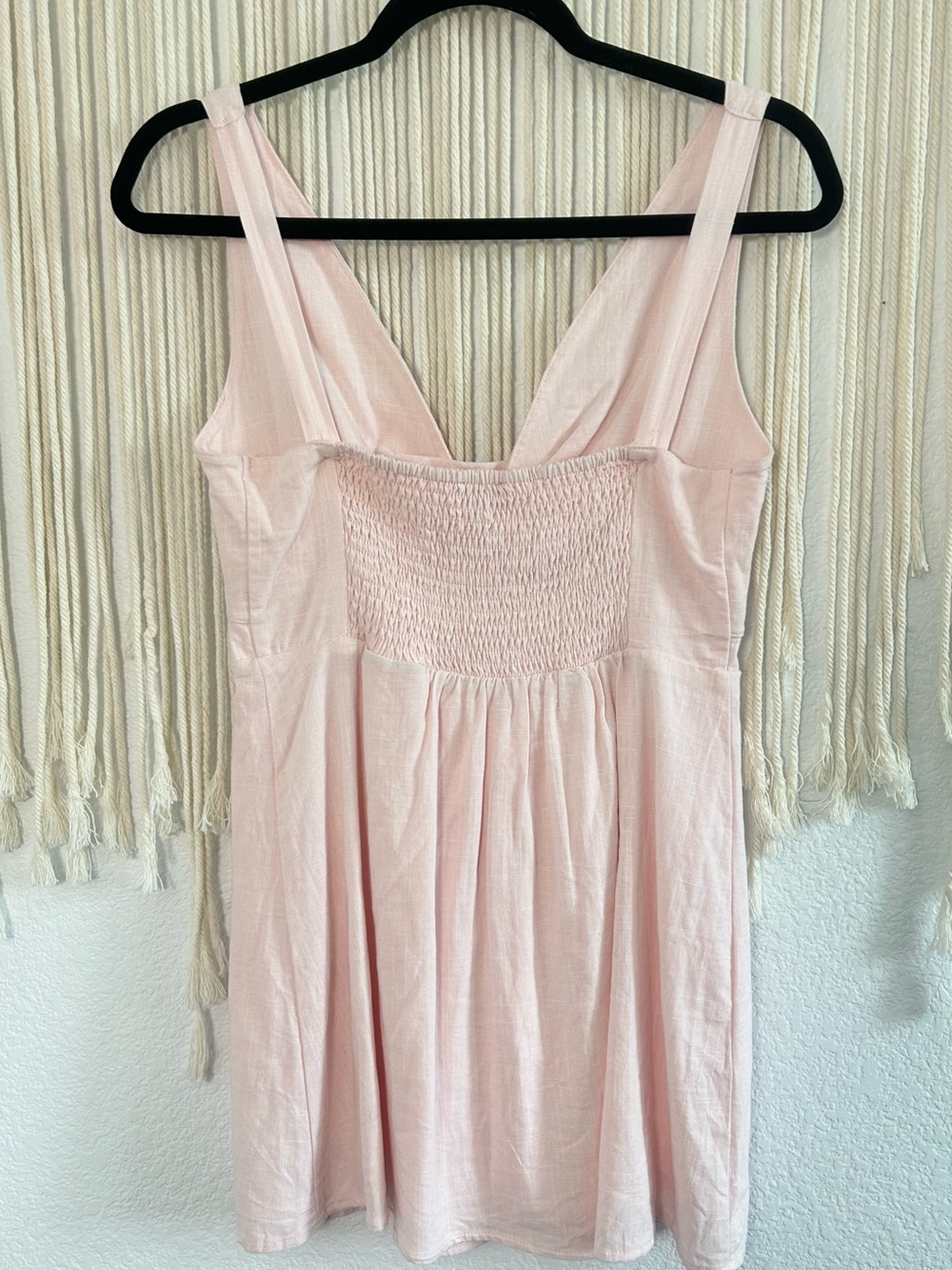 Mi Ami by Francesca’s Light Pink Twist-Front Tank Dress linen Blend - Picture 6 of 11